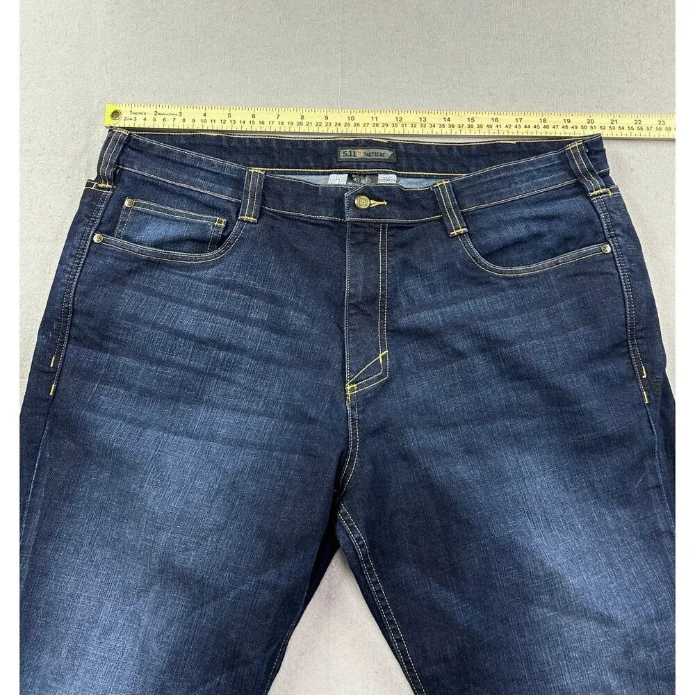 5.11 Tactical Defender-Flex Jeans Mens 40x32 Dark Wash Straight Fit Blue Denim